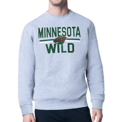 Minnesota Wild Starter Mesh Look Team Name Logo Pullover Sweatshirt - Heather Gray | US 202296872