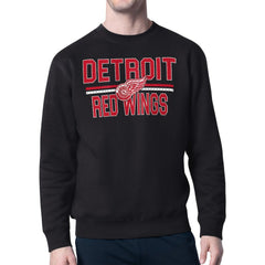 Detroit Red Wings Starter Mesh Look Team Name Logo Pullover Sweatshirt - Black | US 202296885