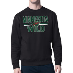 Minnesota Wild Starter Mesh Look Team Name Logo Pullover Sweatshirt - Black | US 202296889
