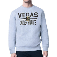 Vegas Golden Knights Starter Mesh Look Team Name Logo Pullover Sweatshirt - Heather Gray | US 202296896