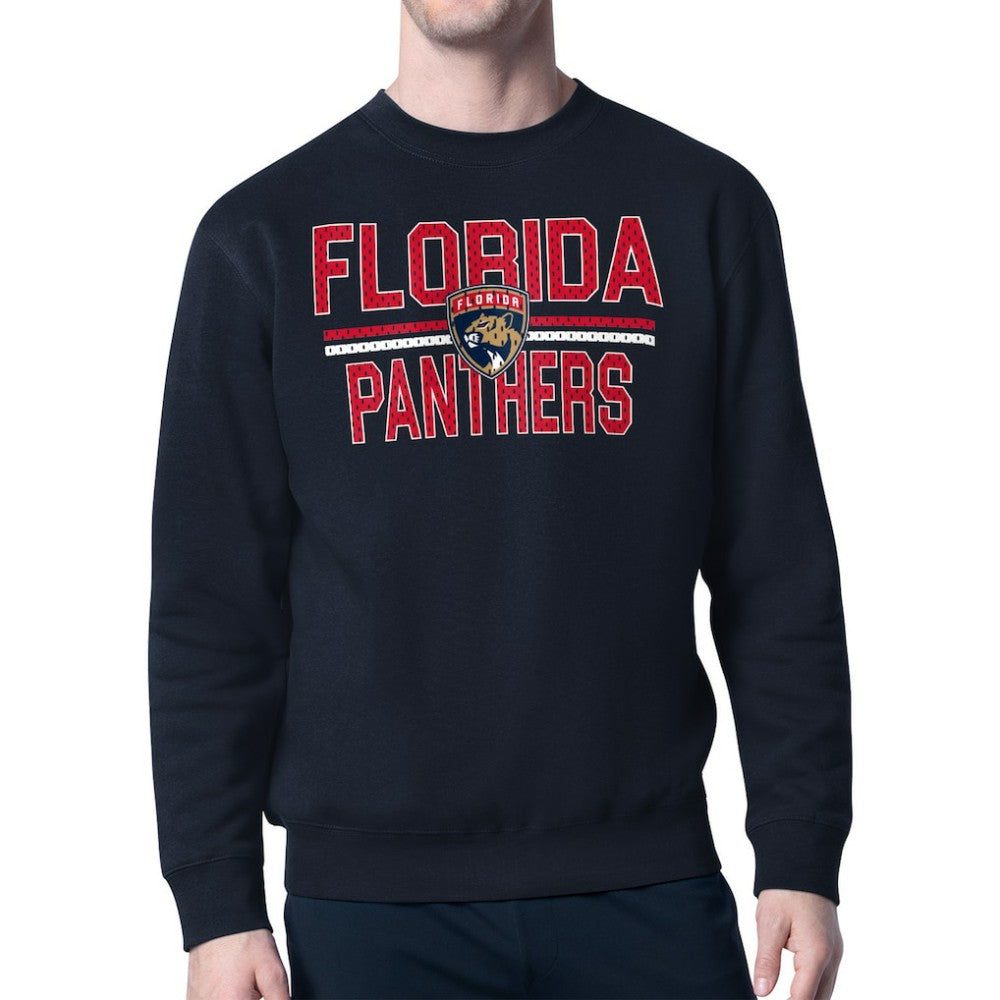 Florida Panthers Starter Mesh Look Team Name Logo Pullover Sweatshirt - Navy | US 202296902