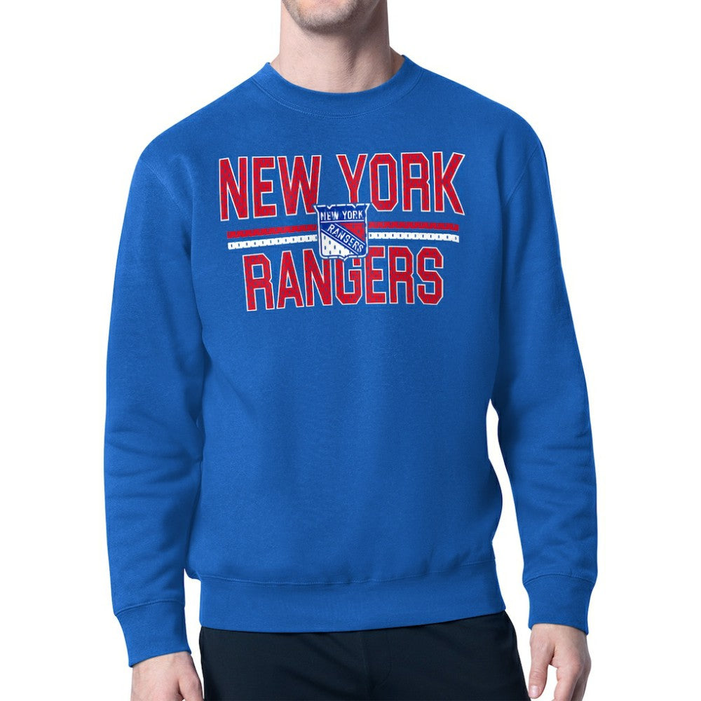 New York Rangers Starter Mesh Look Team Name Logo Pullover Sweatshirt - Blue | US 202296924