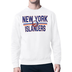 New York Islanders Starter Mesh Look Team Name Logo Pullover Sweatshirt - White | US 202296928