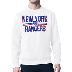 New York Rangers Starter Mesh Look Team Name Logo Pullover Sweatshirt - White | US 202296930