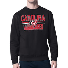 Carolina Hurricanes Starter Mesh Look Team Name Logo Pullover Sweatshirt - Black | US 202296936