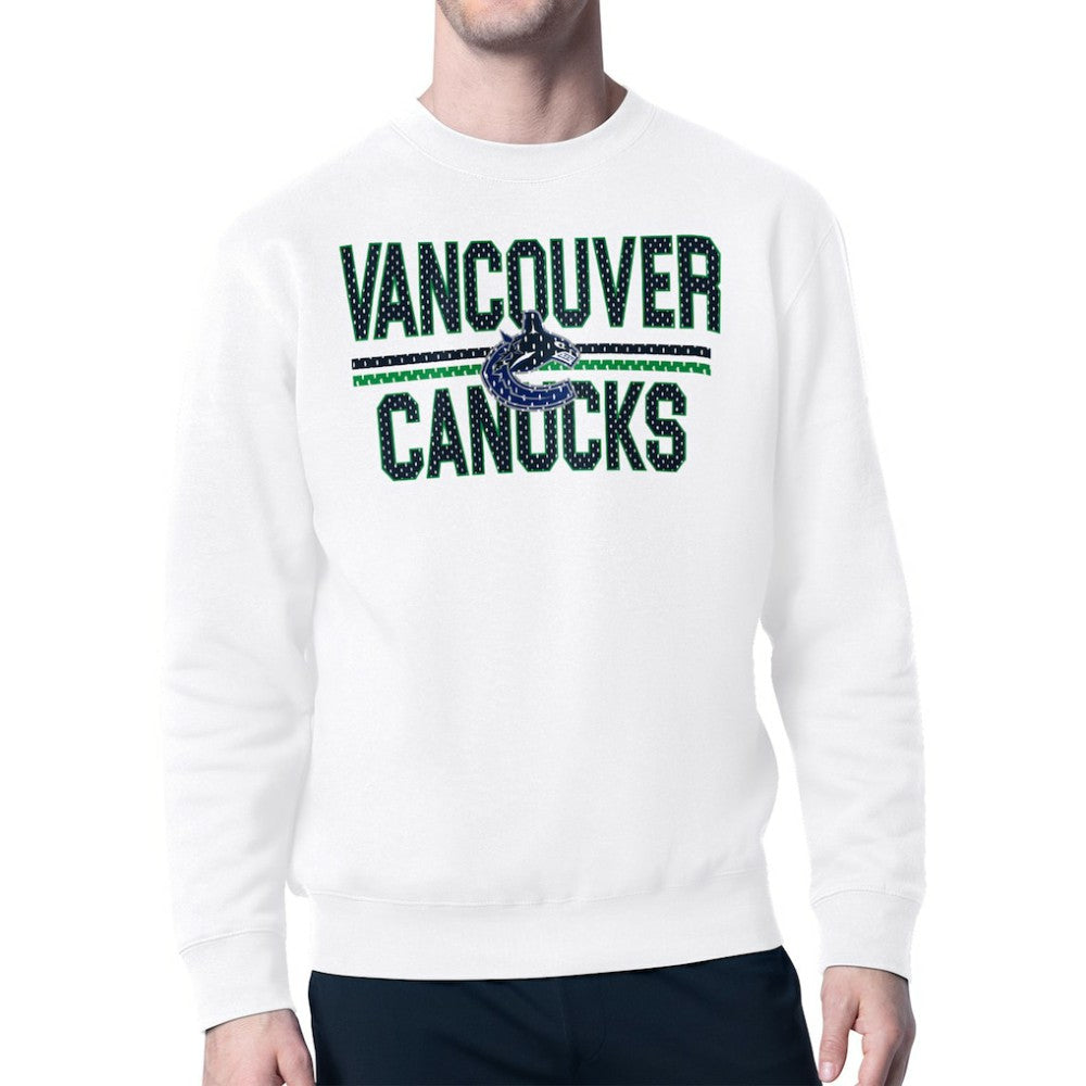 Vancouver Canucks Starter Mesh Look Team Name Logo Pullover Sweatshirt - White | US 202296945