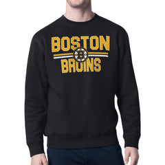 Boston Bruins Starter Mesh Look Team Name Logo Pullover Sweatshirt - Black | US 202296950