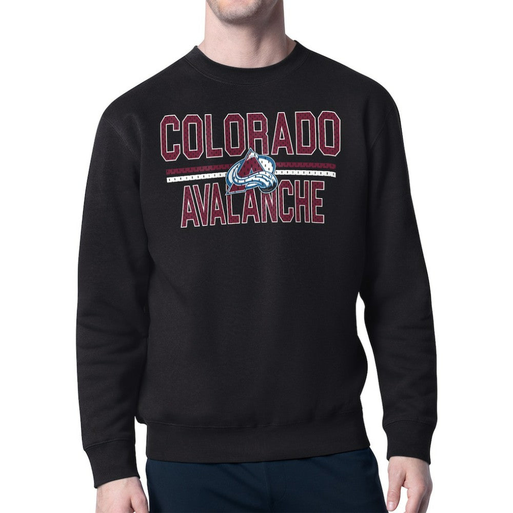 Colorado Avalanche Starter Mesh Look Team Name Logo Pullover Sweatshirt - Black | US 202296952