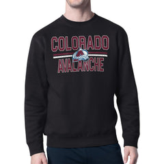 Colorado Avalanche Starter Mesh Look Team Name Logo Pullover Sweatshirt - Black | US 202296952