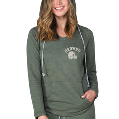 Cleveland Browns Concepts Sport Women's Mainstream Terry Tri-Blend V-Neck Pullover Hoodie - Green Hoodies
