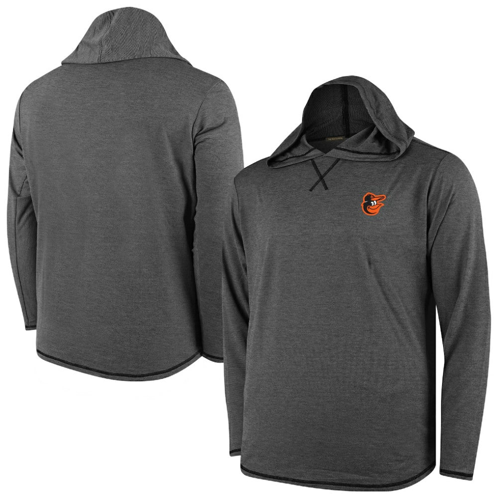 Baltimore Orioles Butter Stripe Tri-Blend Long Sleeve Hoodie T-Shirt - Black Hoodies