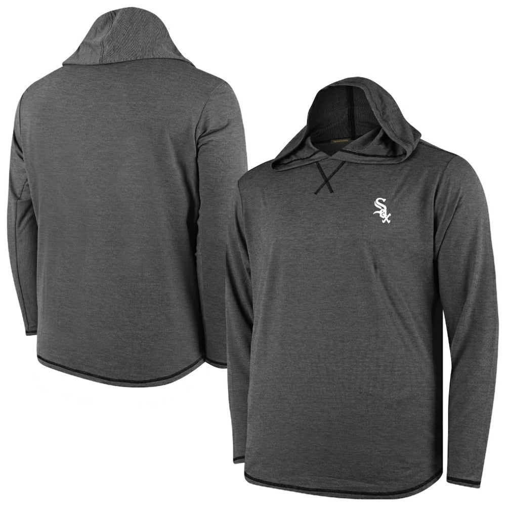 Chicago White Sox Butter Stripe Tri-Blend Long Sleeve Hoodie T-Shirt - Black Hoodies