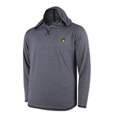 Milwaukee Brewers Butter Stripe Tri-Blend Long Sleeve Hoodie T-Shirt - Navy Hoodies