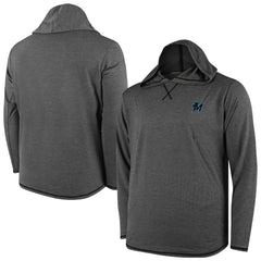 Miami Marlins Butter Stripe Tri-Blend Long Sleeve Hoodie T-Shirt - Black Hoodies