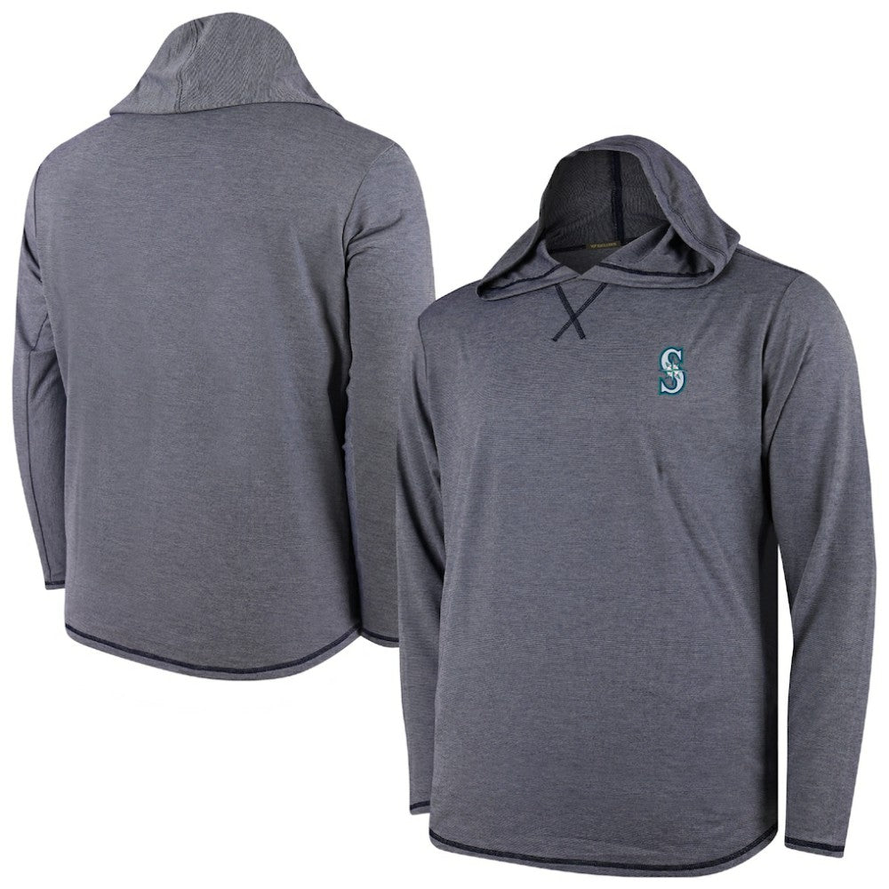 Seattle Mariners Butter Stripe Tri-Blend Long Sleeve Hoodie T-Shirt - Navy Hoodies