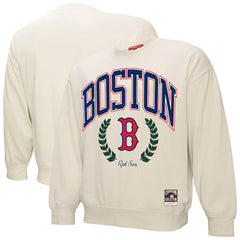 Boston Red Sox Mitchell & Ness Women's Cooperstown Collection Laurel Pullover Sweatshirt - Cream Pullover
