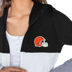 Cleveland Browns Gameday Couture Women's Tri-Blend Color Block Lightweight Cardigan Hoodie - Black Hoodies