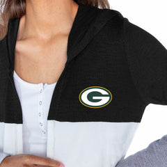 Green Bay Packers Gameday Couture Women's Tri-Blend Color Block Lightweight Cardigan Hoodie - Black Hoodies