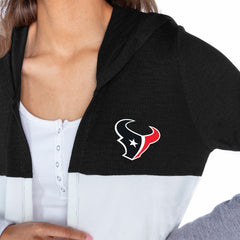 Houston Texans Gameday Couture Women's Tri-Blend Color Block Lightweight Cardigan Hoodie - Black Hoodies