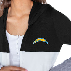 Los Angeles Chargers Gameday Couture Women's Tri-Blend Color Block Lightweight Cardigan Hoodie - Black Hoodies