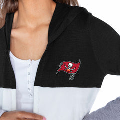 Tampa Bay Buccaneers Gameday Couture Women's Tri-Blend Color Block Lightweight Cardigan Hoodie - Black Hoodies