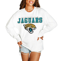 Jacksonville Jaguars Gameday Couture Women's Big Goals Oversized Long Sleeve T-Shirt - White T-shirts