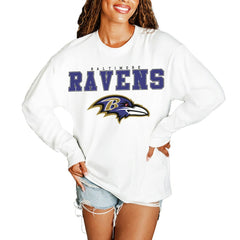 Baltimore Ravens Gameday Couture Women's Big Goals Oversized Long Sleeve T-Shirt - White T-shirts