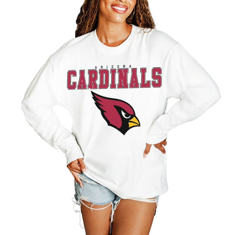 Arizona Cardinals Gameday Couture Women's Big Goals Oversized Long Sleeve T-Shirt - White T-shirts