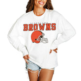 Cleveland Browns Gameday Couture Women's Big Goals Oversized Long Sleeve T-Shirt - White T-shirts