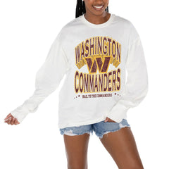 Washington Commanders Gameday Couture Women's Time Out Oversized Long Sleeve T-Shirt - White T-shirts