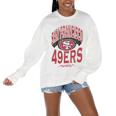 San Francisco 49ers Gameday Couture Women's Time Out Oversized Long Sleeve T-Shirt - White T-shirts