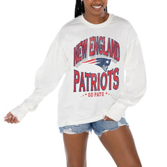 New England Patriots Gameday Couture Women's Time Out Oversized Long Sleeve T-Shirt - White T-shirts