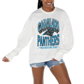 Carolina Panthers Gameday Couture Women's Time Out Oversized Long Sleeve T-Shirt - White T-shirts