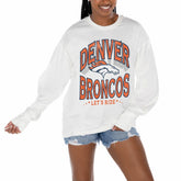 Denver Broncos Gameday Couture Women's Time Out Oversized Long Sleeve T-Shirt - White T-shirts