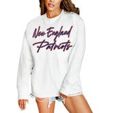 New England Patriots Gameday Couture Women's Classic Comeback Oversized Long Sleeve T-Shirt - White T-shirts