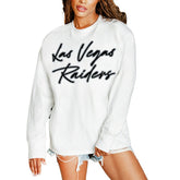 Las Vegas Raiders Gameday Couture Women's Classic Comeback Oversized Long Sleeve T-Shirt - White T-shirts