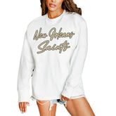 New Orleans Saints Gameday Couture Women's Classic Comeback Oversized Long Sleeve T-Shirt - White T-shirts