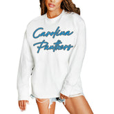 Carolina Panthers Gameday Couture Women's Classic Comeback Oversized Long Sleeve T-Shirt - White T-shirts
