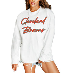Cleveland Browns Gameday Couture Women's Classic Comeback Oversized Long Sleeve T-Shirt - White T-shirts