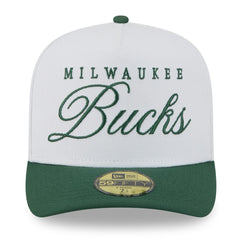 Milwaukee Bucks 2025 NBA Draft A-Frame 59FIFTY Fitted Hat White/Hunter Green - New Era