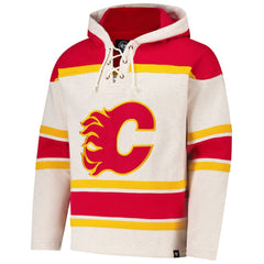 Calgary Flames '47 Rockaway Lacer Pullover Hoodie - Oatmeal | US 202325168