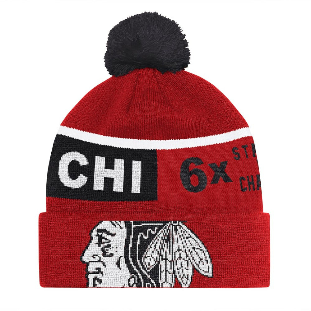 Chicago Blackhawks Starter Chyron Commemorative Cuffed Knit Hat with Pom - Red | US 202327940