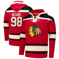 Connor Bedard Chicago Blackhawks '47 Big & Tall Lace-up Pullover Hoodie - Red | US 202331505