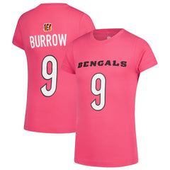 Joe Burrow Cincinnati Bengals Girls Youth Player Name & Number T-Shirt - Pink T-shirts