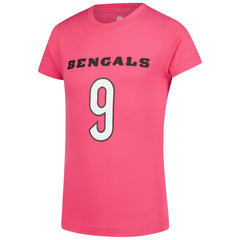 Joe Burrow Cincinnati Bengals Girls Youth Player Name & Number T-Shirt - Pink T-shirts