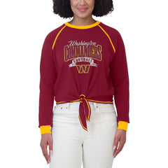 Washington Commanders WEAR by Erin Andrews Women's Plus Size Tie-Front Long Sleeve Top - Burgundy/Gold Tops