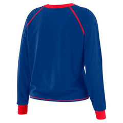 Buffalo Bills WEAR by Erin Andrews Women's Plus Size Tie-Front Long Sleeve Top - Royal/Red Tops