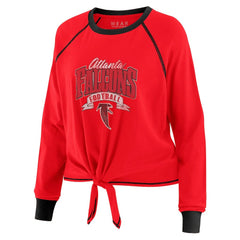 Atlanta Falcons WEAR by Erin Andrews Women's Plus Size Tie-Front Long Sleeve Top - Red/Black Tops