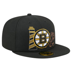 Boston Bruins New Era State Stitch 59FIFTY Fitted Hat - Black | US 202353272