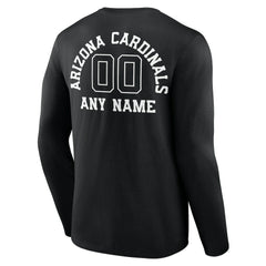 Arizona Cardinals Personalized Name & Number Monochrome Long Sleeve T-Shirt - Black T-shirts